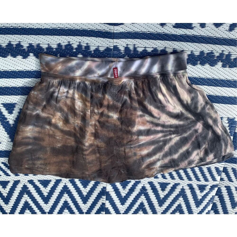 NWOT Hard Tail Forever Fold Over Waist Tie Dye Boho mini Skirt sz S